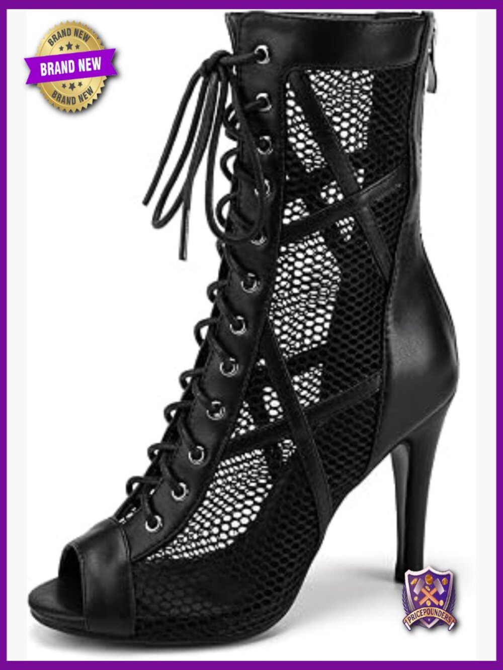 Women Open Toe Lace Up Dance Booties Ballroom Latin Salsa Shoes